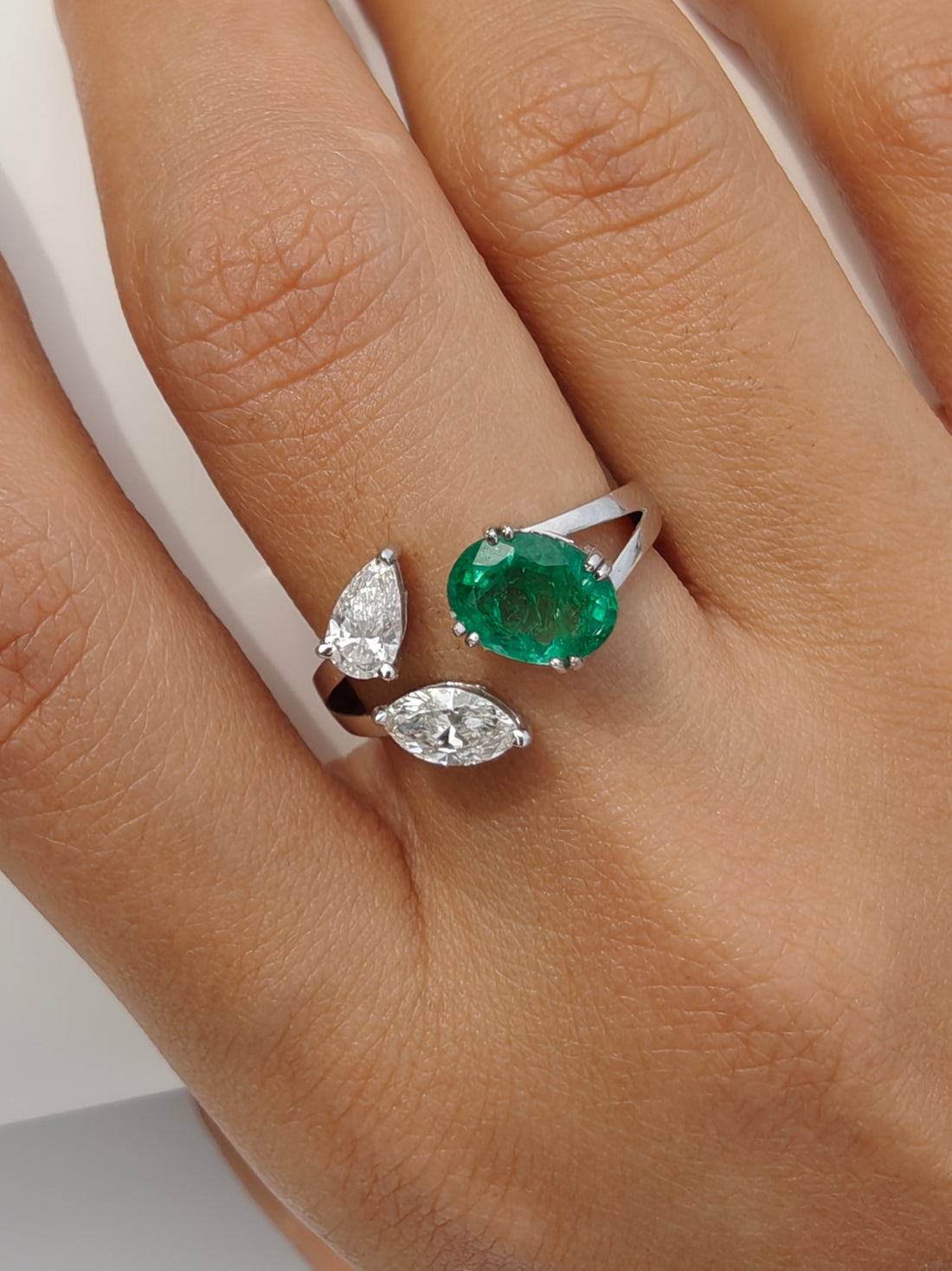 Emerald Diamond Trio Rings