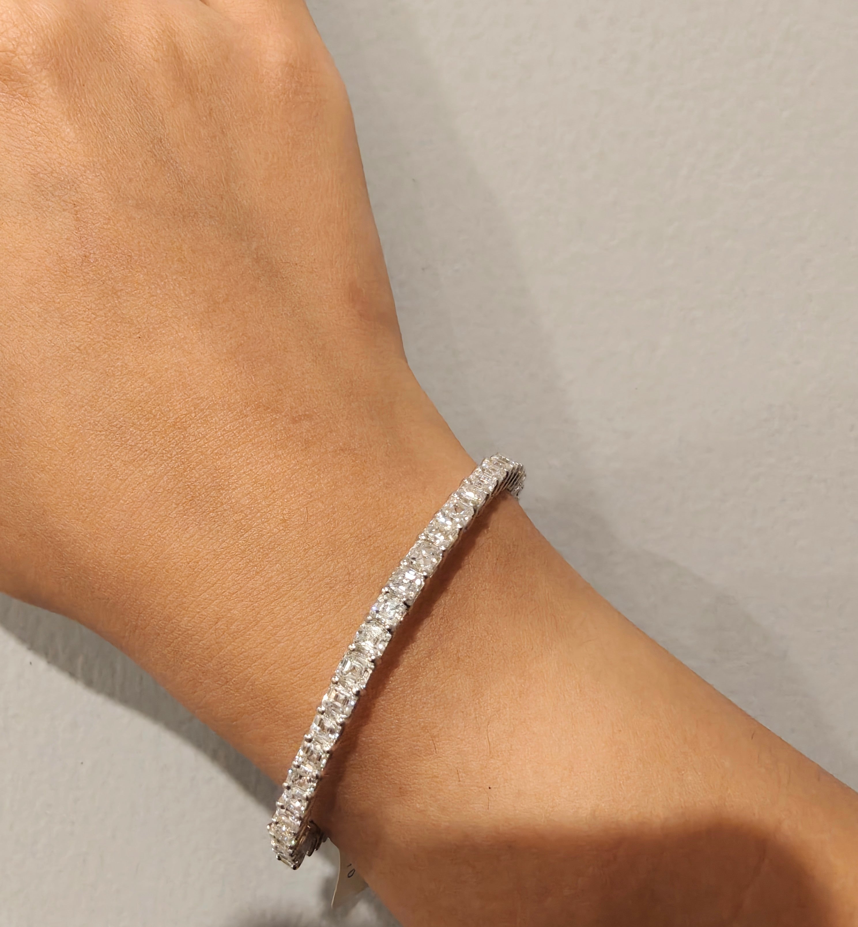 Half Tennis Bangle Asscher Diamonds