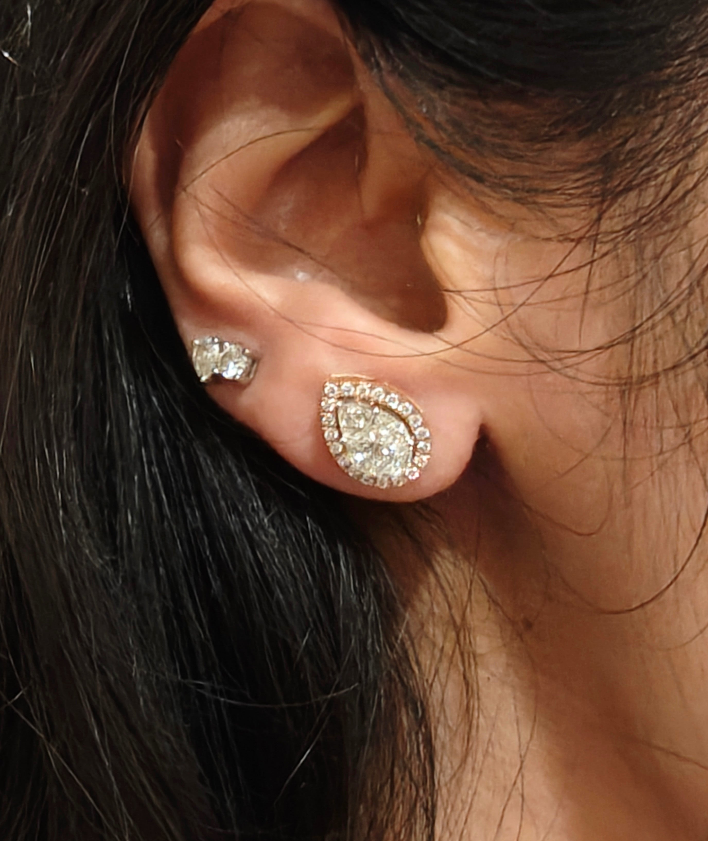 Illusion Setting Pear Studs