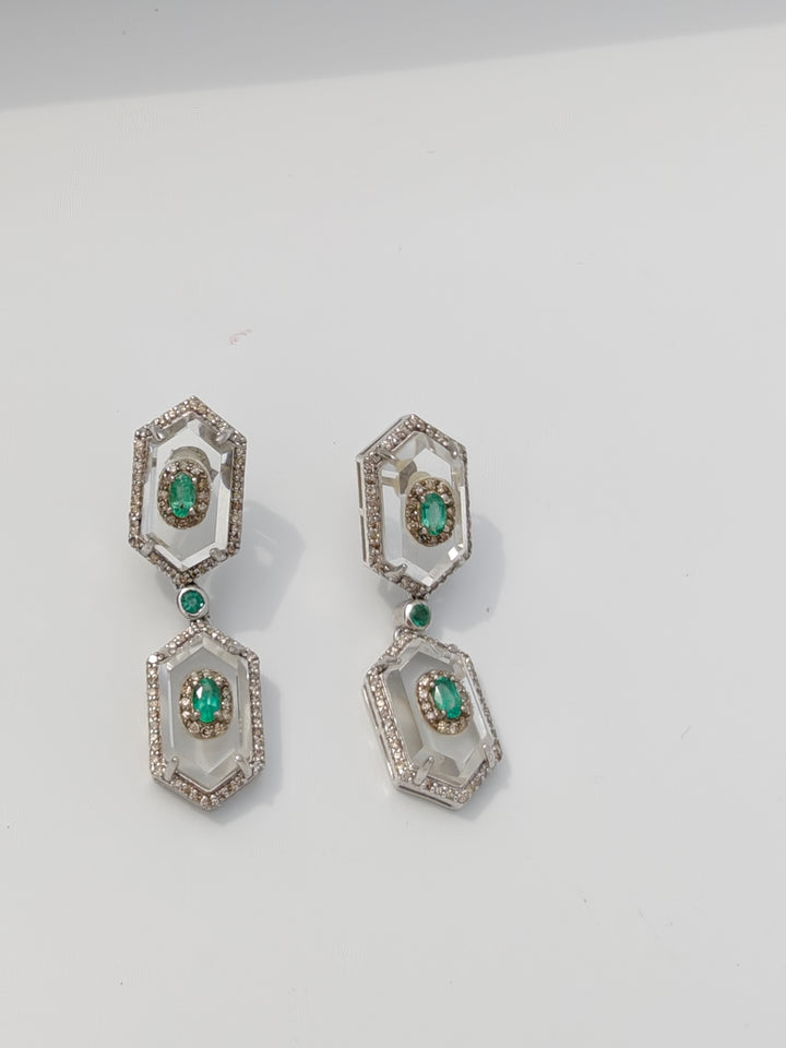 Moon Crystal Emerald Earrings