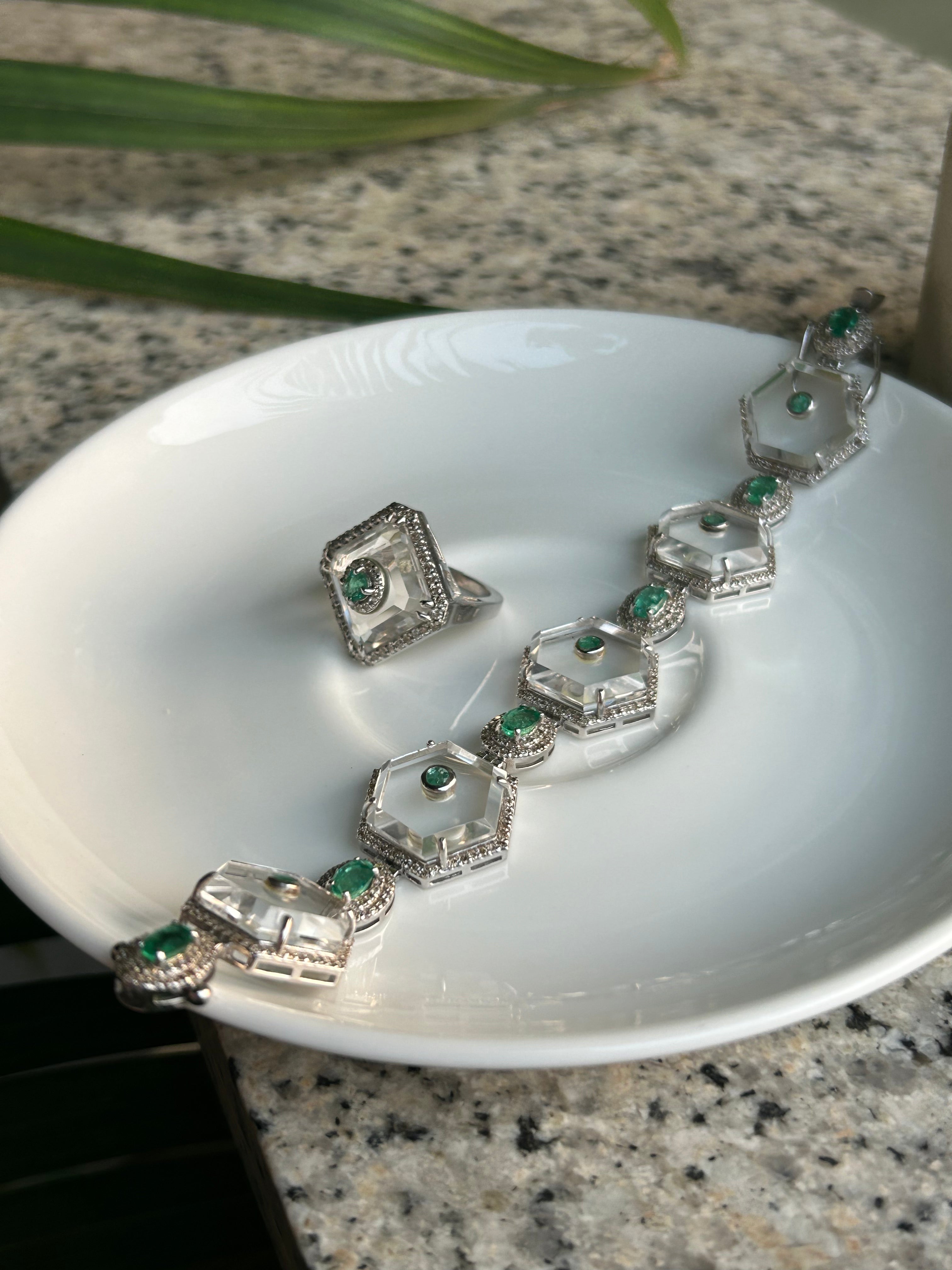 Moon Crystal Emerald Ring