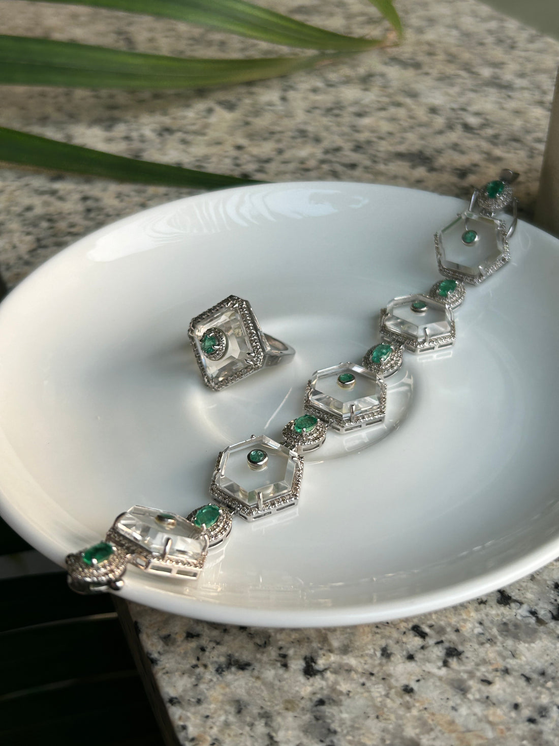 Moon Crystal Emerald Ring