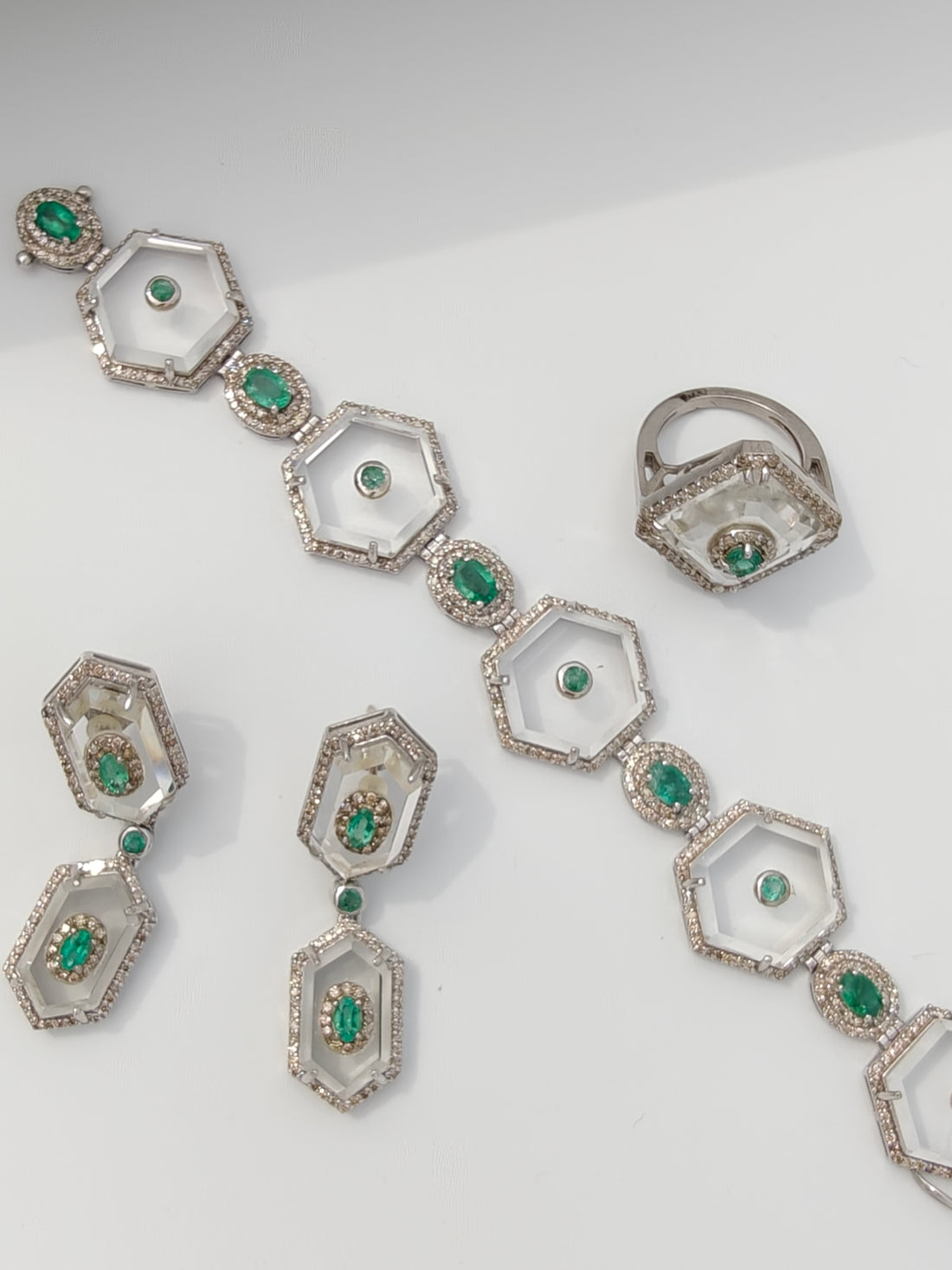 Moon Crystal Emerald Earrings