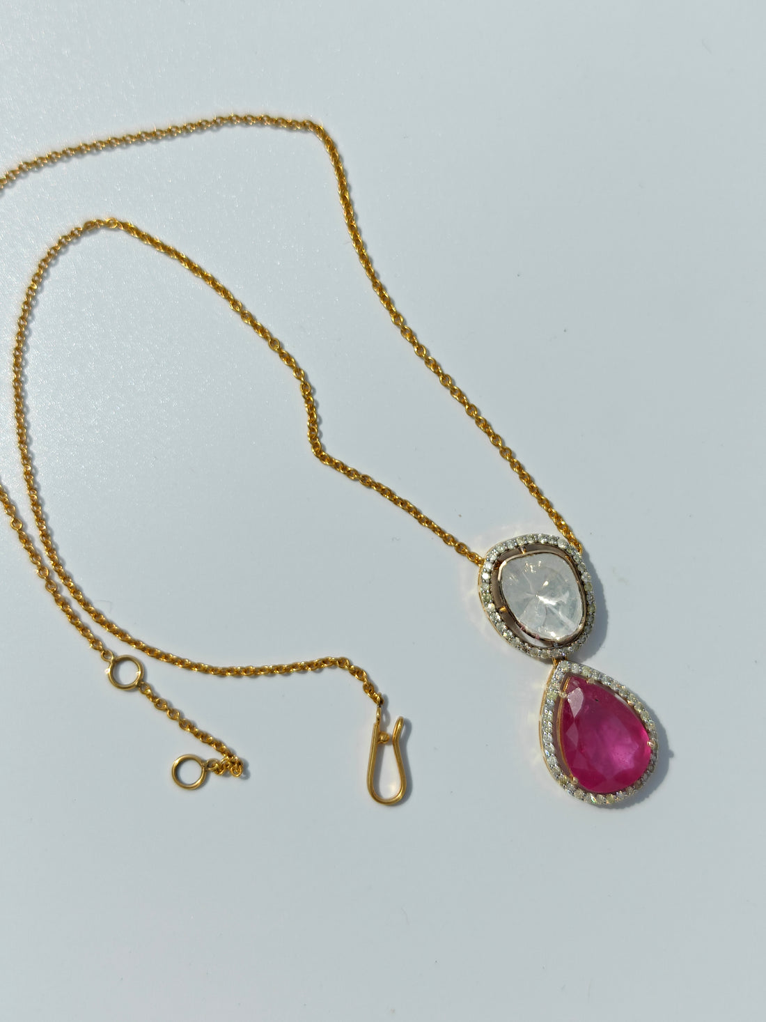 Taj Ruby And Uncut Diamond Polki Pendant
