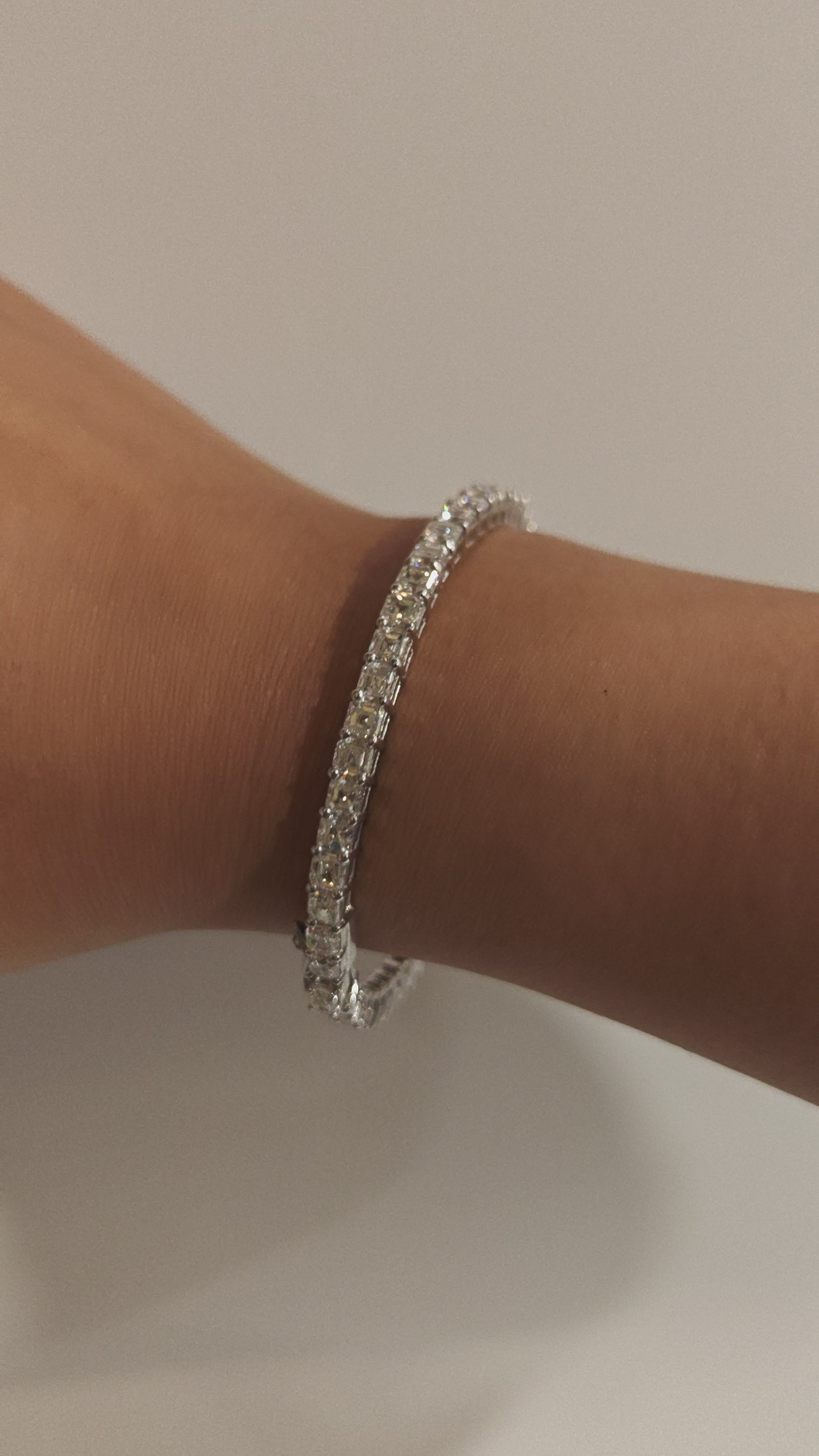 Half Tennis Bangle Asscher Diamonds